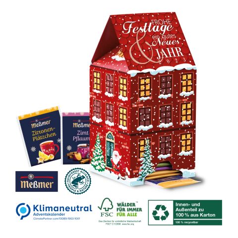 Ökologischer Adventskalender &quot;Tee-Haus&quot;, Klimaneutral, FSC®-zertifiziert ohne Werbeanbringung