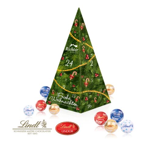 Adventskalender &quot;Weihnachtspyramide&quot; Mit Lindt Schokolade bunt | 4C Digital-/Offsetdruck