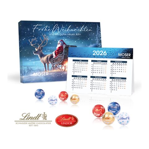 „2 In 1“ Marken-Adventskalender Lindt Lindor Minis Mit Jahresplaner bunt | 4C Digital-/Offsetdruck