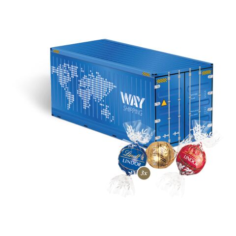 Werbeartikel 3D Präsent "Container" mit Lindt Minis und Nikolaus – bunt – mit Logo bedruckt