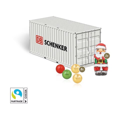 3D Präsent &quot;Container&quot; bunt | 4C Digital-/Offsetdruck | Fairtrade® Schokolade