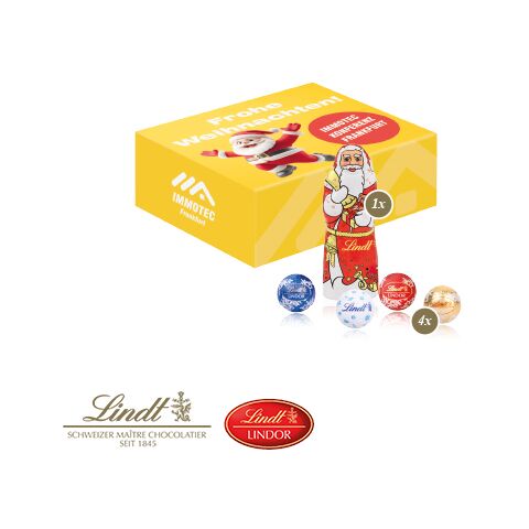 Santa Werbebox Mit Lindt Minis Und Nikolaus bunt | 4C Digital-/Offsetdruck
