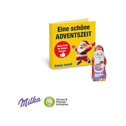 Werbe-Klappkarte Mit Weihnachtsmann Von Milka bunt | 4C Digital-/Offsetdruck