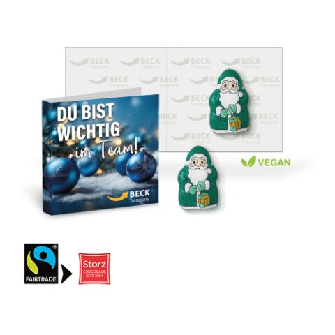 Werbe-Klappkarte Mit Weihnachtsmann Von Storz, Vegan bunt | 4C Digital-/Offsetdruck
