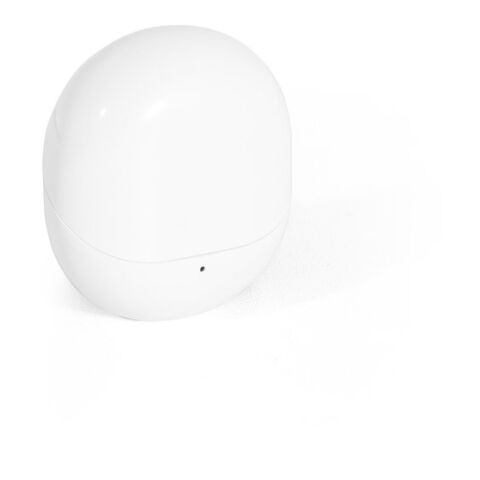 Werbeartikel BURTON. Kabellose Ohrhörer mit 12 Stunden Akkulaufzeit bei Recyceltes ABS (100% rABS) – Weiss – mit Logo bedruckt