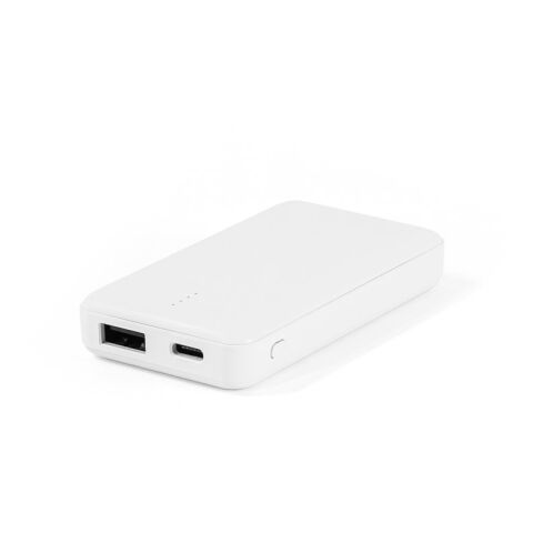Werbeartikel SHERYL. Powerbank 4'000 mAh bei recyceltem ABS (100% rABS) – Weiss – mit Logo bedruckt
