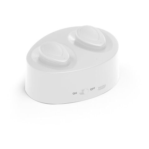 Werbeartikel CHARGAFF. Funkkopfhörer aus ABS – Weiss – mit Logo bedruckt