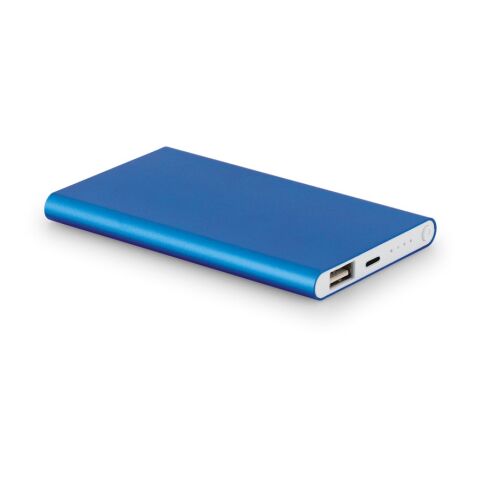 Werbeartikel MARCET. Powerbank Slim 4'000 mAh aus 70 % recyceltes ABS (70% rABS) und 30 % recyceltes Aluminium (30% rAL) – Hellblau – mit Logo