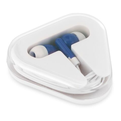 Werbeartikel FARADAY. In-Ear Kopfhörer mit 1.25 Meter Kabel aus ABS – Königsblau – mit Logo bedruckt