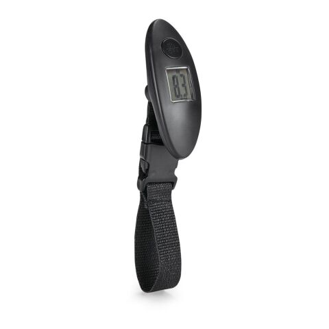 Werbeartikel CHECKIN. Mini-Digitalwaage aus ABS – Schwarz – mit Logo bedruckt