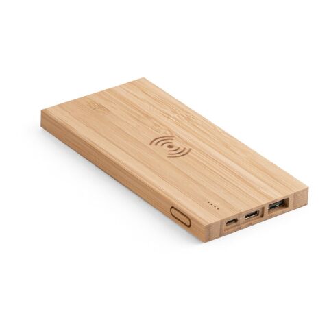 FITCH. Powerbank 5'000 mAh mit 5W wireless Ladegerät aus Bambus