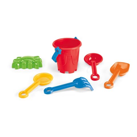 VALLARTA. StrandEimer aus PP mit 5 Zubehörteilen Rot | ohne Werbeanbringung | Nicht verfügbar | Nicht verfügbar | Nicht verfügbar