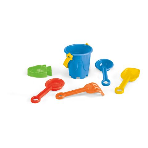 Werbeartikel VALLARTA. StrandEimer aus PP mit 5 Zubehörteilen – Hellblau – mit Logo bedruckt