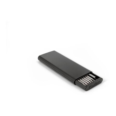 ATOM. Schraubendreher-Set mit verschiedenen magnetischen Spitzen aus Carbonstahl schwarz | ohne Werbeanbringung | Nicht verfügbar | Nicht verfügbar | Nicht verfügbar