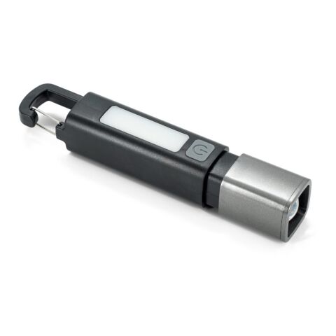 WIGGINS. ABS-Taschenlampe mit einer 2-W-LED-Leuchte (53 Lumen) an der Vorderseite und einer COB-Leuchte (53 Lumen) an der Oberseite schwarz