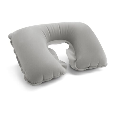 Werbeartikel STRADA. Aufblassbarer Reisekissen – Hellgrau – mit Logo bedruckt