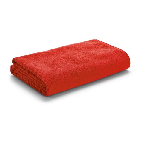 Werbeartikel CALIFORNIA. Strandtuch aus Mikrofaser (250 g/m²) – Rot – mit Logo bedruckt