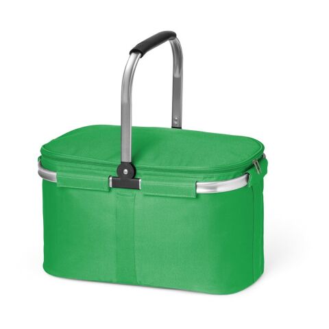 Werbeartikel BASKIT. Flexibler Picknickkorb aus 600D 25 L – Grün – mit Logo bedruckt