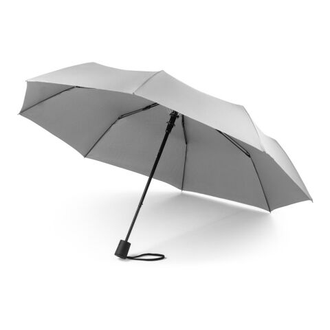 Werbeartikel CIMONE. Faltbarer Regenschirm aus recyceltem Polyester (100% rPET) 190T Pongé mit automatischer Öffnung – Hellgrau – mit Logo bedruckt
