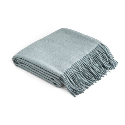 Werbeartikel SMOOTH. Decke aus 100% Acryl mit einem Band für Personalisierungskarte (270 g/m²) – Grau – mit Logo bedruckt