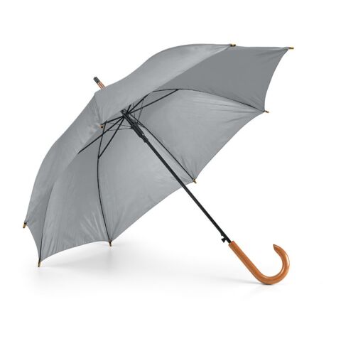 Werbeartikel PATTI. Regenschirm aus 190T-Polyester mit automatischer Öffnung – Grau – mit Logo bedruckt
