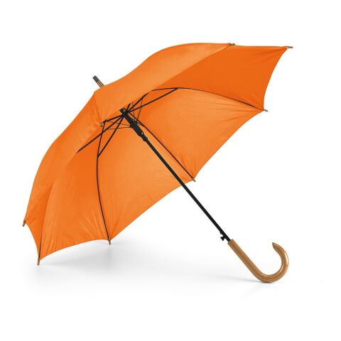 Werbeartikel PATTI. Regenschirm aus 190T-Polyester mit automatischer Öffnung – Orange – mit Logo bedruckt