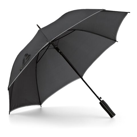 Werbeartikel JENNA. Regenschirm aus 190T-Polyester mit automatischer Öffnung – Satinsilber – mit Logo bedruckt