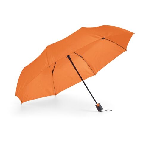 Werbeartikel TOMAS. Taschenschirm aus 190T Pongé mit automatischer Öffnung – Orange – mit Logo bedruckt
