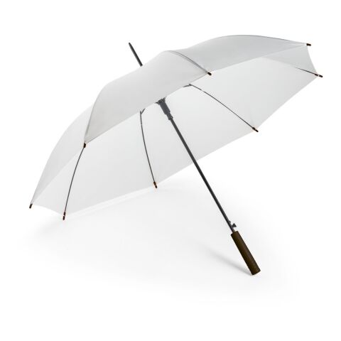 Werbeartikel APOLO. Regenschirm aus recyceltem Polyester (100% rPET) Pongé mit automatischer Öffnung – Weiss – mit Logo bedruckt