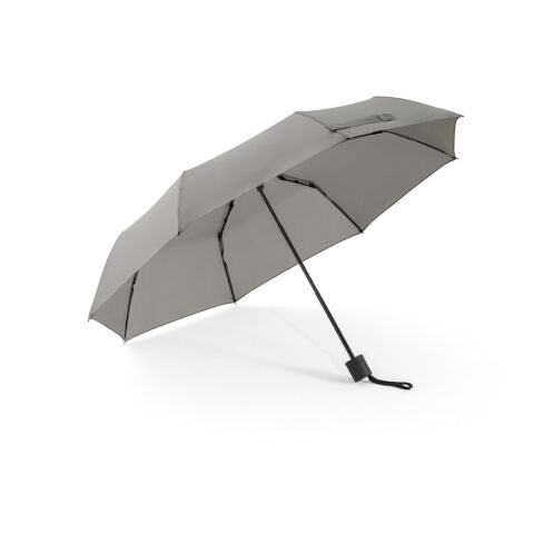 Werbeartikel AIDEN. Regenschirm 21", aus recyceltem Polyester (100% rPET) Pongee 190T, in 3 Teile faltbar – Hellgrau – mit Logo bedruckt