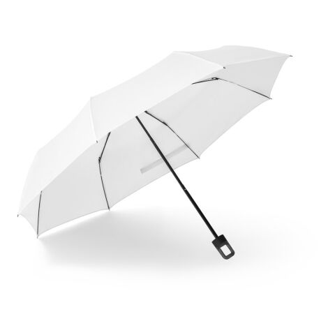 Werbeartikel GEORGE. 21-Zoll-Regenschirm aus recyceltem Polyester (100 % rPET) 190T winddichtem Pongee – Weiss – mit Logo bedruckt