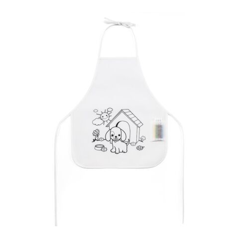 NILO. Kinderschürze zum Ausmalen aus Vliesstoff (80 g/m²) weiss | ohne Werbeanbringung | Nicht verfügbar | Nicht verfügbar | Nicht verfügbar