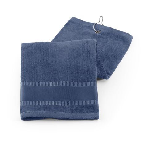Werbeartikel GOLFI. Multifunktionelles Handtuch aus Baumwolle (430 g/m²) – Blau – mit Logo bedruckt