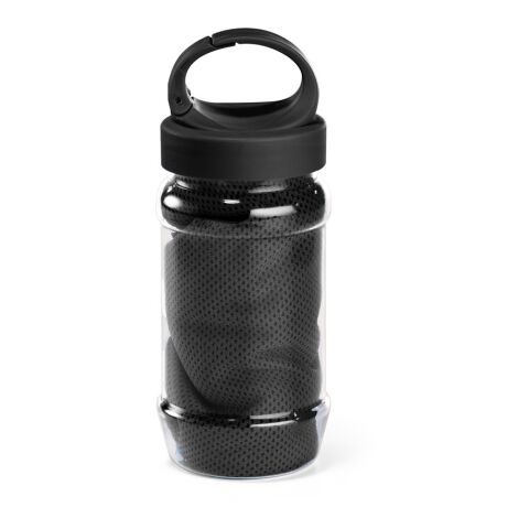 Werbeartikel ARTX PLUS. Sporthandtuch aus Polyamid und Polyester – Schwarz – mit Logo bedruckt