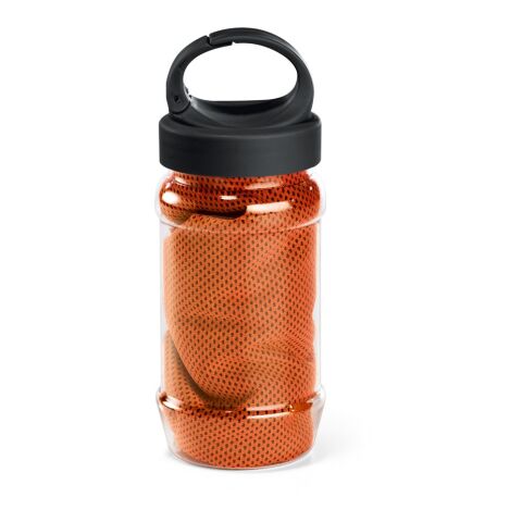 Werbeartikel ARTX PLUS. Sporthandtuch aus Polyamid und Polyester – Orange – mit Logo bedruckt