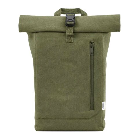 Osaka Rucksack 16L, recy.Baumwolle, 360g/m², Rolltop, Schnallenverschluss Armeegrün
