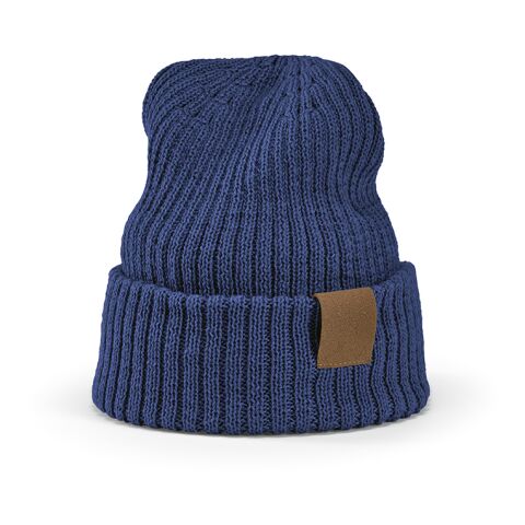 Cobain Mütze aus rPET und Wolle. Mit personalisierbarem Aufnäher Blau | ohne Werbeanbringung | Nicht verfügbar | Nicht verfügbar | Nicht verfügbar