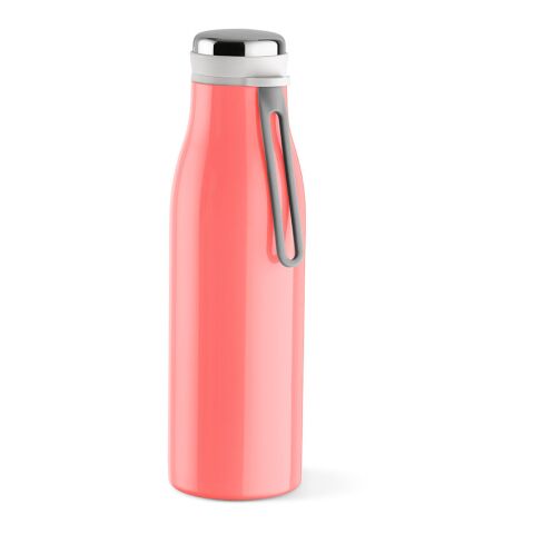 Werbeartikel Arkansas 500 Trinkflasche recy.Edelstahl, 495 ml. Mit Tragegriff – Lachs – mit Logo bedruckt