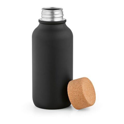 Volga Trinkflasche recy.Edelstahl.Korkdeckel, 530 ml. Auslaufsicher Schwarz | ohne Werbeanbringung | Nicht verfügbar | Nicht verfügbar | Nicht verfügbar