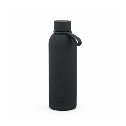 Hudson Trinkflasche 540ml aus recy. Edelstahl. Doppelwandig, gummierter Oberfläche Schwarz