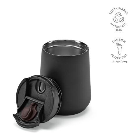 Euphrates Reisebecher recy. Edelstahl 430 ml Schwarz | ohne Werbeanbringung