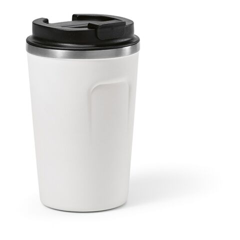 Werbeartikel Limpopo 490 ml Thermobecher aus Recycling-Stahl vakuumisoliert & auslaufsicher – Weiss – mit Logo bedruckt
