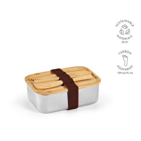 Warhol Lunchbox Bambus 740 ml Silber | ohne Werbeanbringung