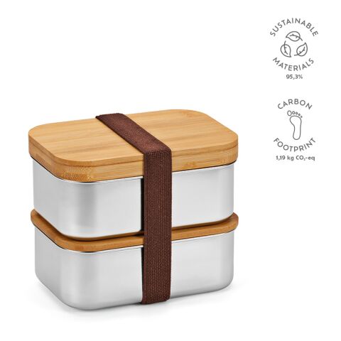 Vermeer Lunchbox Bambus 1480 ml Silber | ohne Werbeanbringung