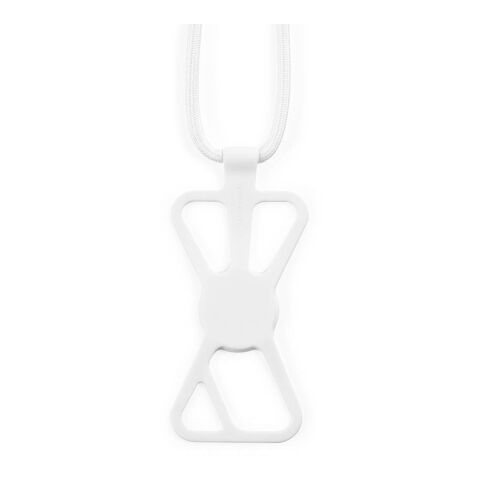 Werbeartikel Infinity universelle Handy-Schlinge. Aus rPET und Silikon – Weiss – mit Logo bedruckt