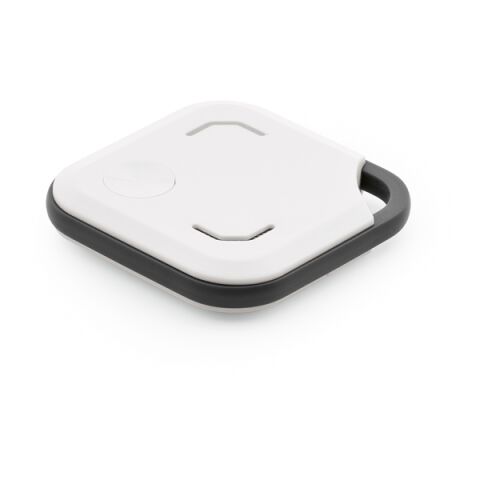 Werbeartikel VibeTag Tracker aus rABS. Kompatibel mit Apple und Android – Weiss – mit Logo bedruckt