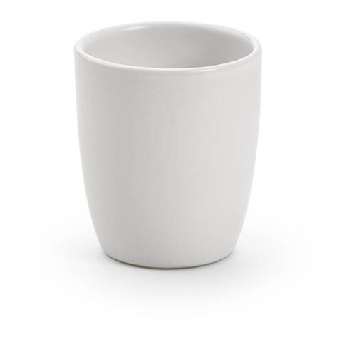 Werbeartikel Amur Keramik-Espressotasse. 80 ml. Matte Oberfläche. Hergestellt in Portugal – Weiss – mit Logo bedruckt