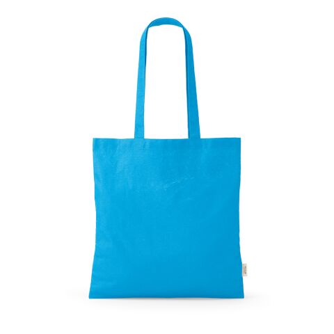 Werbeartikel Everest Einkaufstasche recy.Baumwolle (140 g/m²). Mit Henkeln – Hellblau – mit Logo bedruckt