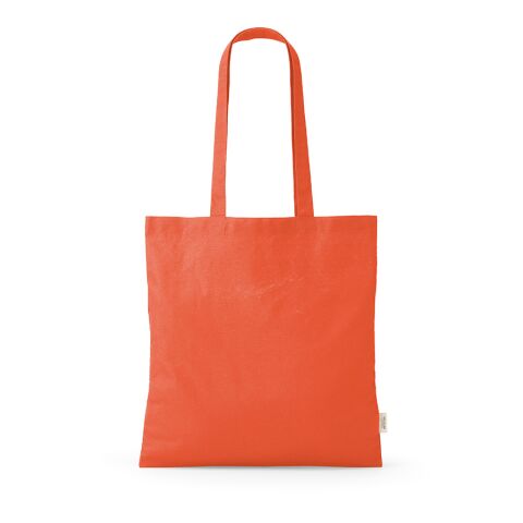 Werbeartikel Everest Einkaufstasche recy.Baumwolle (140 g/m²). Mit Henkeln – Orange – mit Logo bedruckt