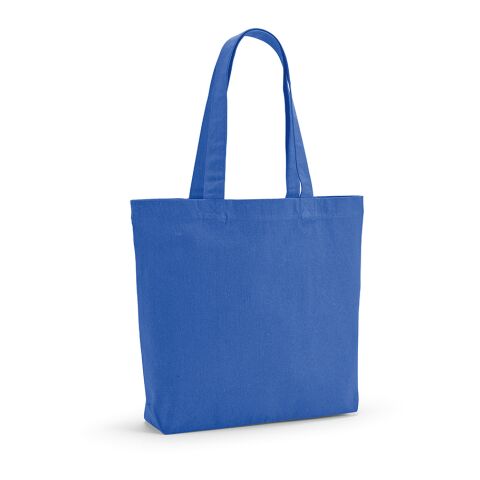 Werbeartikel Kilimanjaro Einkaufstasche recy.Baumwolle (180 g/m²). Mit Bodenfalte – Königsblau – mit Logo bedruckt